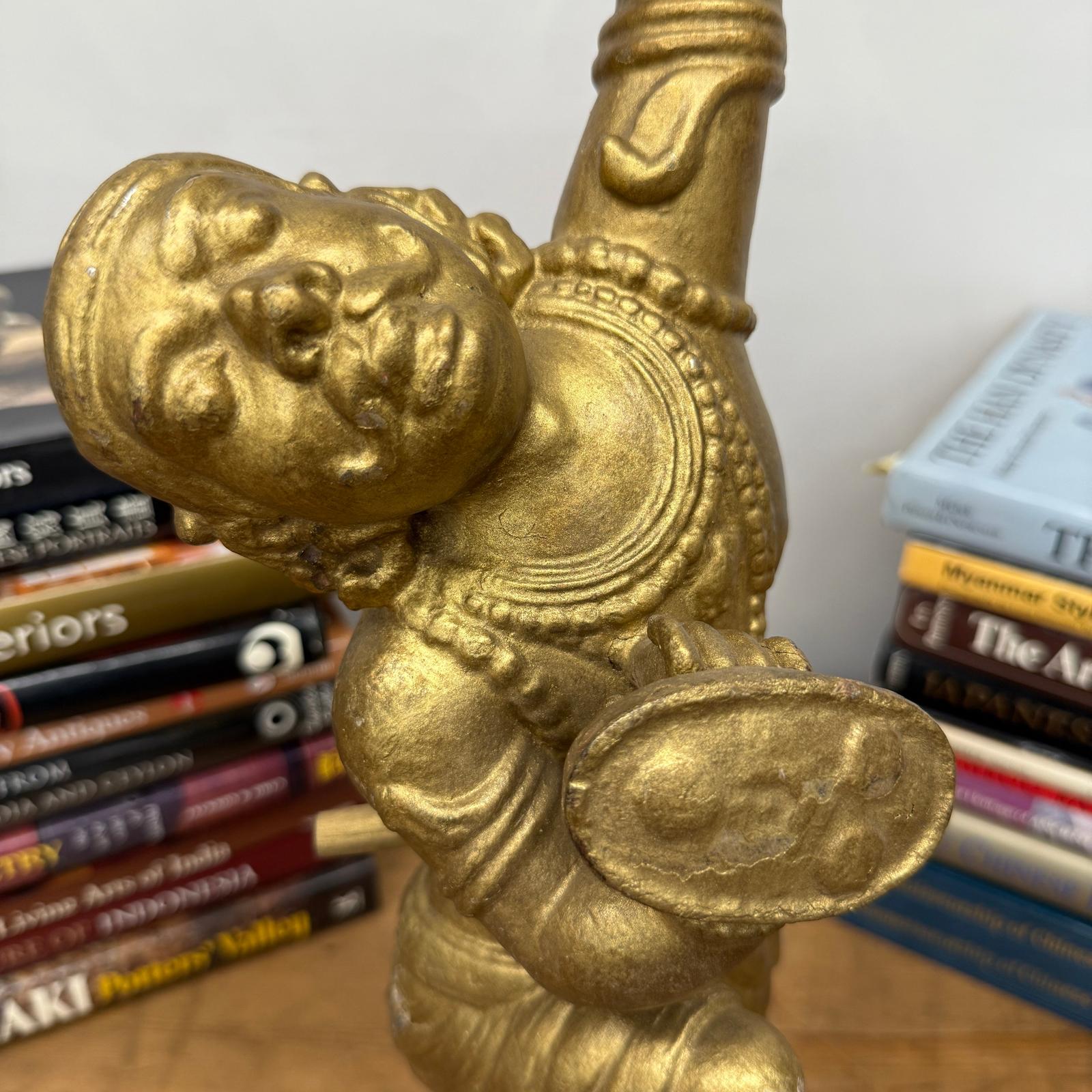Golden Gilded Wood Hanuman Sculpture - FEA Home