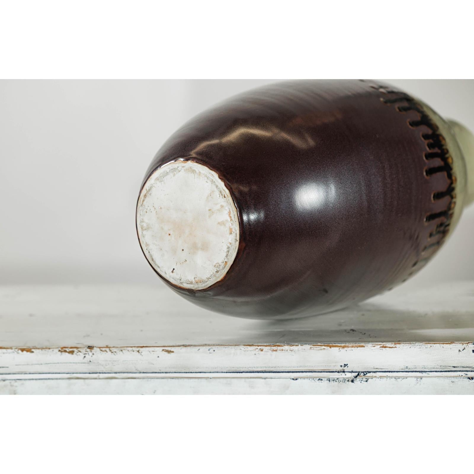 Green and Brown Vase with Drip Glaze and Asymmetric Rim-10. Asian &amp; Chinese Furniture, Art, Antiques, Vintage Home Décor for sale at FEA Home