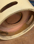 Green and Cream Ceramic Hibachi with Drip Glaze Detail