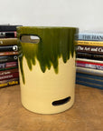 Green and Cream Ceramic Hibachi with Drip Glaze Detail