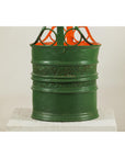 Green and Orange Antique Metal Basket with Openwork Design - image 10