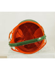 Green and Orange Antique Metal Basket with Openwork Design - image 12