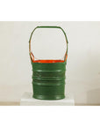 Green and Orange Antique Metal Basket with Openwork Design - image 13
