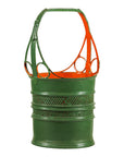 Green and Orange Antique Metal Basket with Openwork Design - image 14