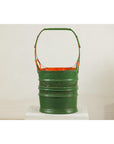 Green and Orange Antique Metal Basket with Openwork Design - image 3