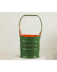 Green and Orange Antique Metal Basket with Openwork Design - image 6
