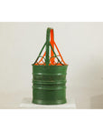 Green and Orange Antique Metal Basket with Openwork Design - image 7