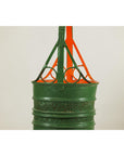 Green and Orange Antique Metal Basket with Openwork Design - image 8