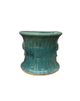 Green and Teal Glazed Planter with Drum Style Form - FEA Home
