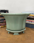 Green Ceramic Planter with Footed Tray - FEA Home