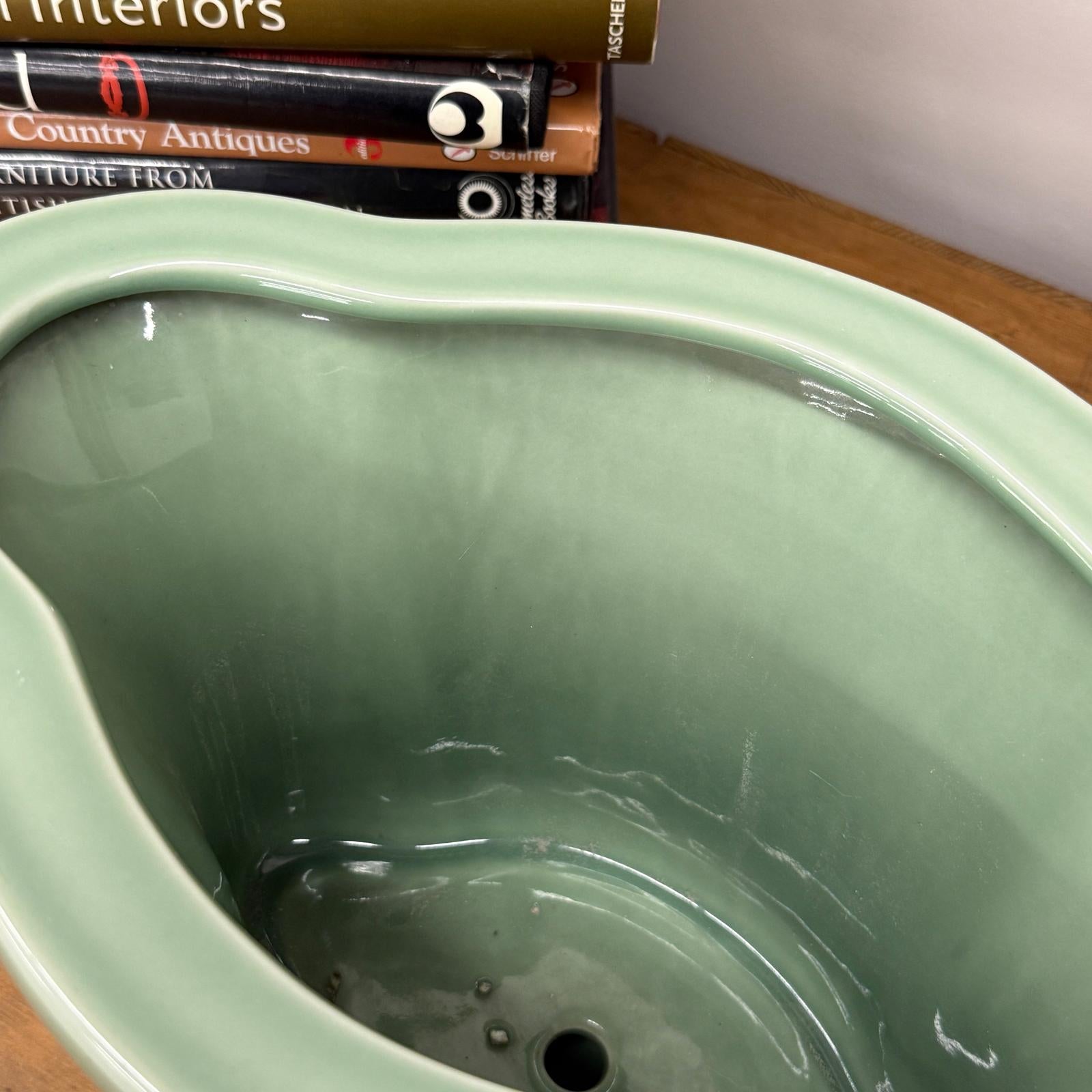 Green Ceramic Planter with Footed Tray - FEA Home