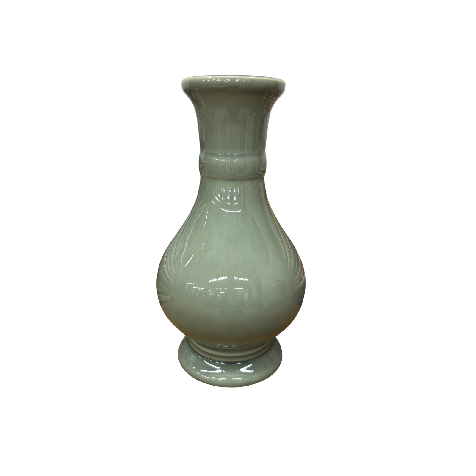 Green Ceramic Vase with a Bold Round Baluster Form - FEA Home