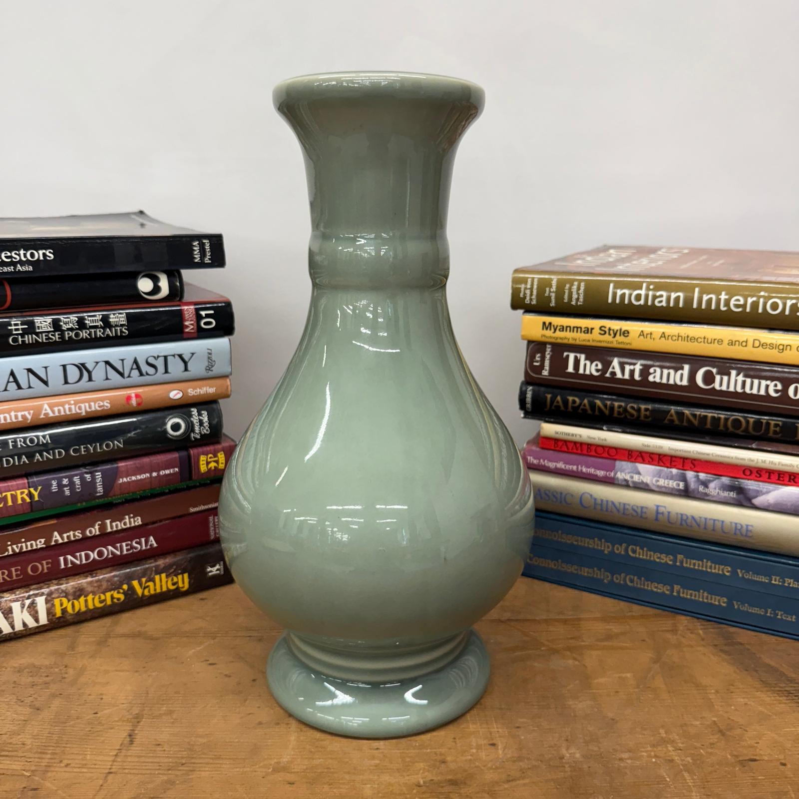 Green Ceramic Vase with a Bold Round Baluster Form - FEA Home