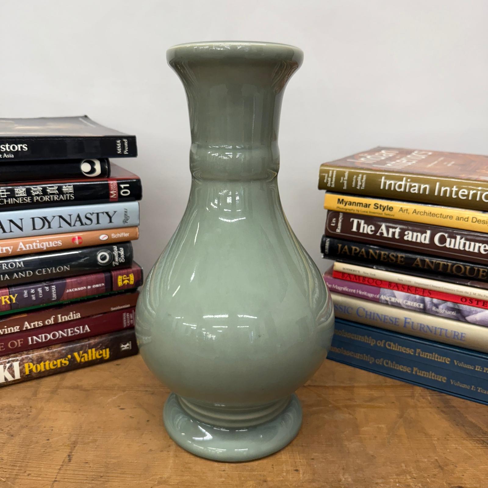Green Ceramic Vase with a Bold Round Baluster Form - FEA Home