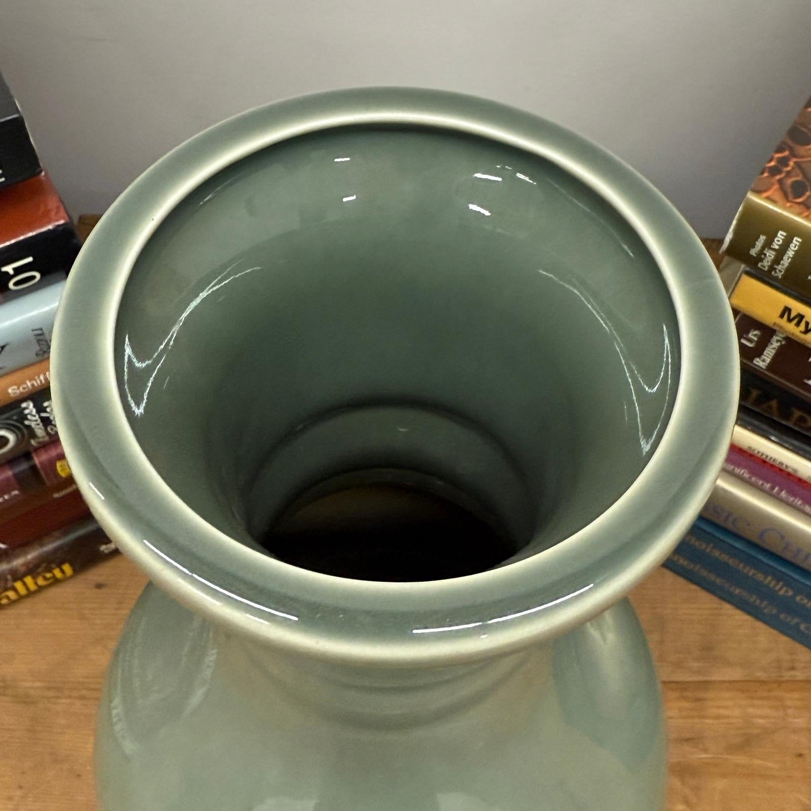 Green Ceramic Vase with a Bold Round Baluster Form - FEA Home