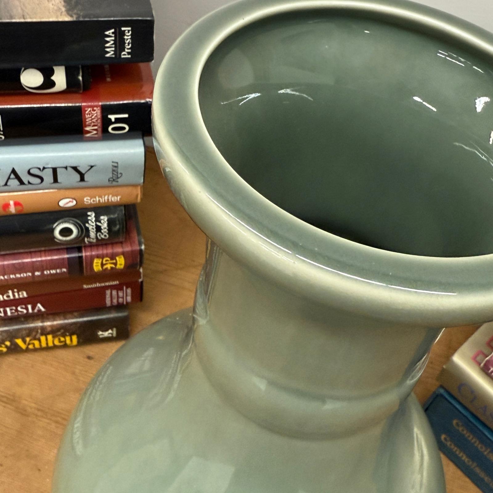Green Ceramic Vase with a Bold Round Baluster Form - FEA Home