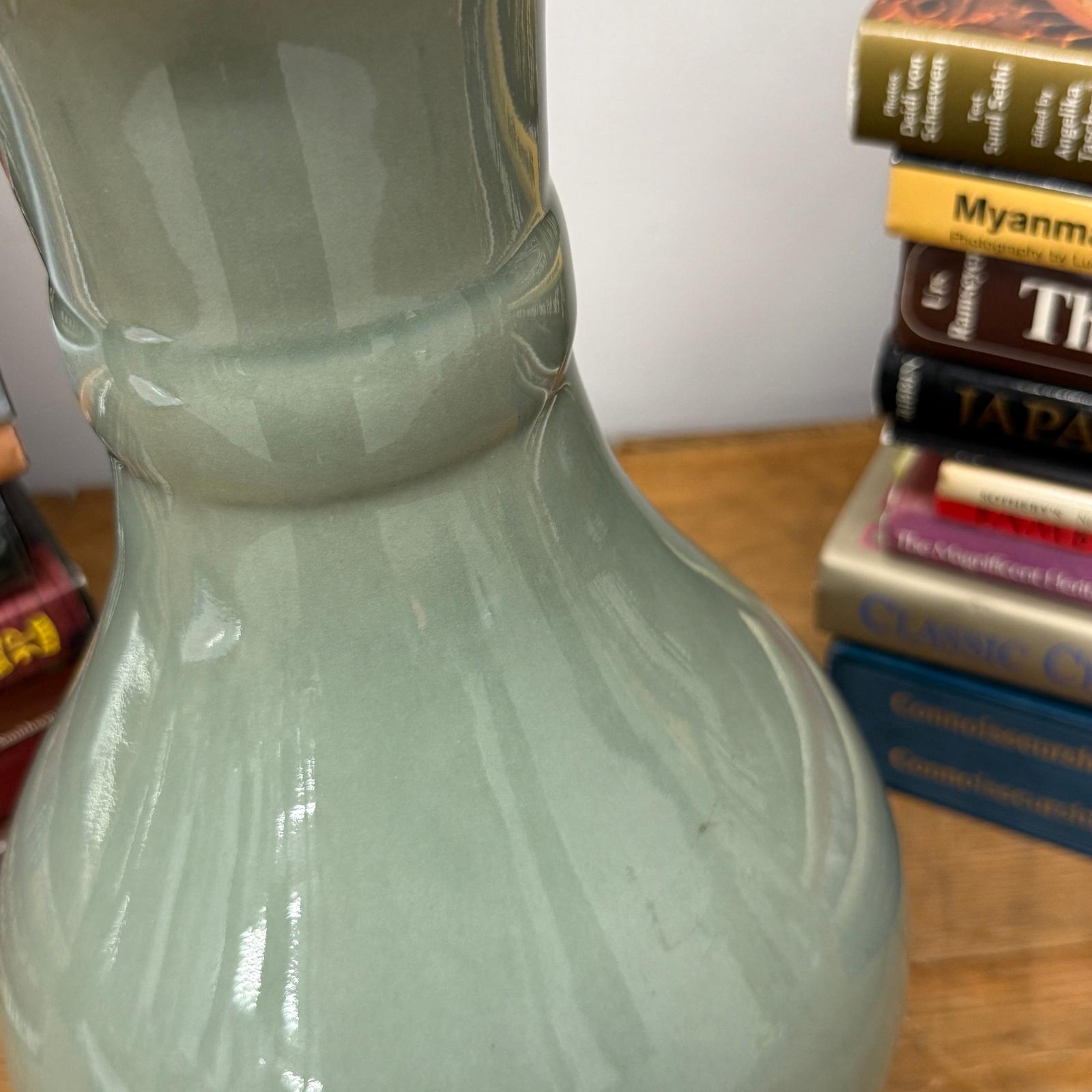 Green Ceramic Vase with a Bold Round Baluster Form - FEA Home