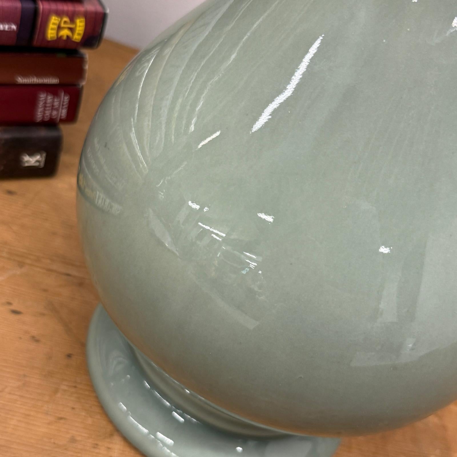 Green Ceramic Vase with a Bold Round Baluster Form - FEA Home