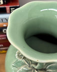 Green Ceramic Vase with Botanical Theme Handles - FEA Home