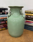 Green Ceramic Vase with Botanical Theme Handles - FEA Home