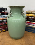 Green Ceramic Vase with Botanical Theme Handles - FEA Home