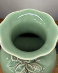 Green Ceramic Vase with Botanical Theme Handles - FEA Home