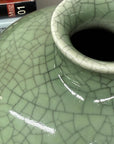 Green Crackle Ceramic Vase with Classic Curved Silhouette, SKU , image 7