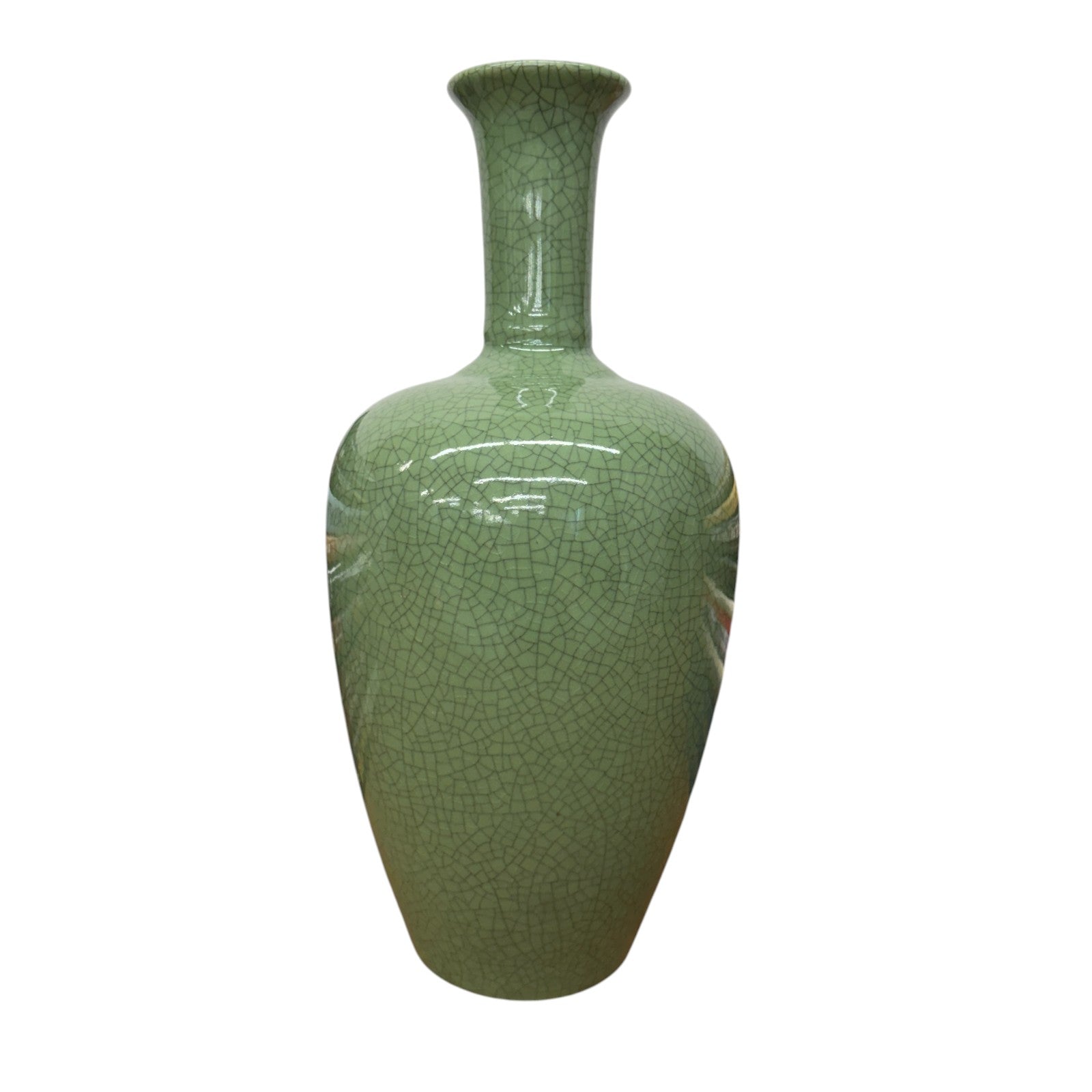 Green Crackle Ceramic Vase with Flared Opening, SKU , image 1