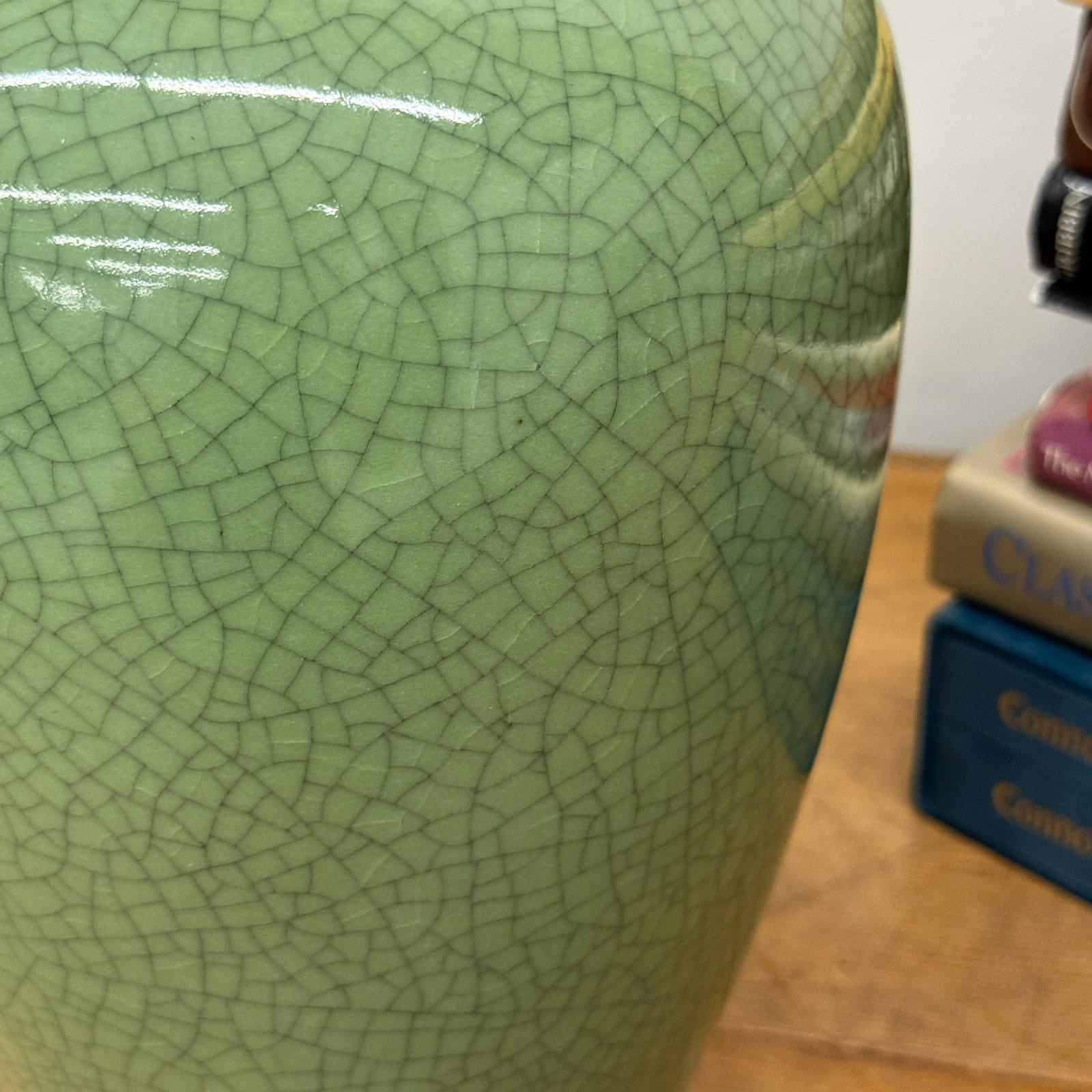 Green Crackle Ceramic Vase with Flared Opening, SKU , image 6
