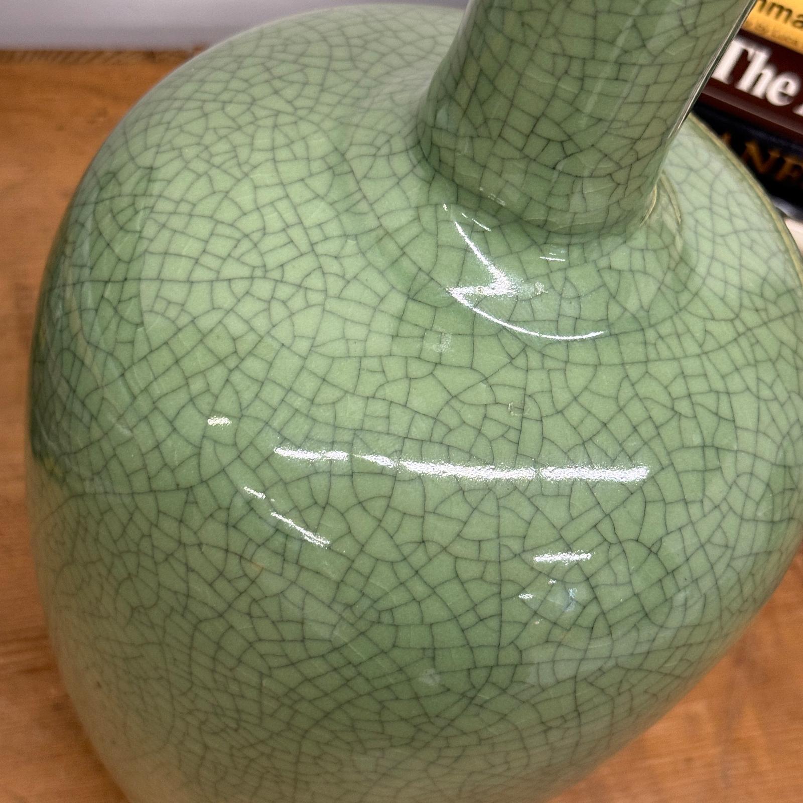 Green Crackle Ceramic Vase with Flared Opening, SKU , image 7