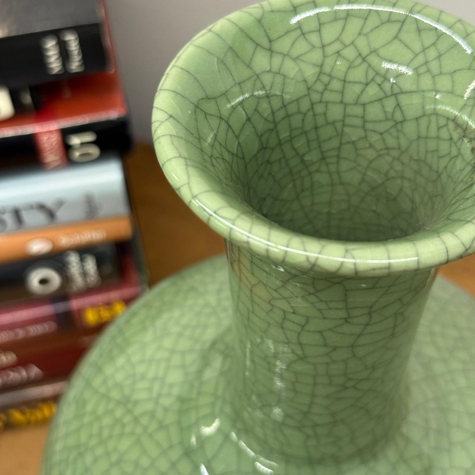 Green Crackle Ceramic Vase with Flared Opening, SKU , image 9