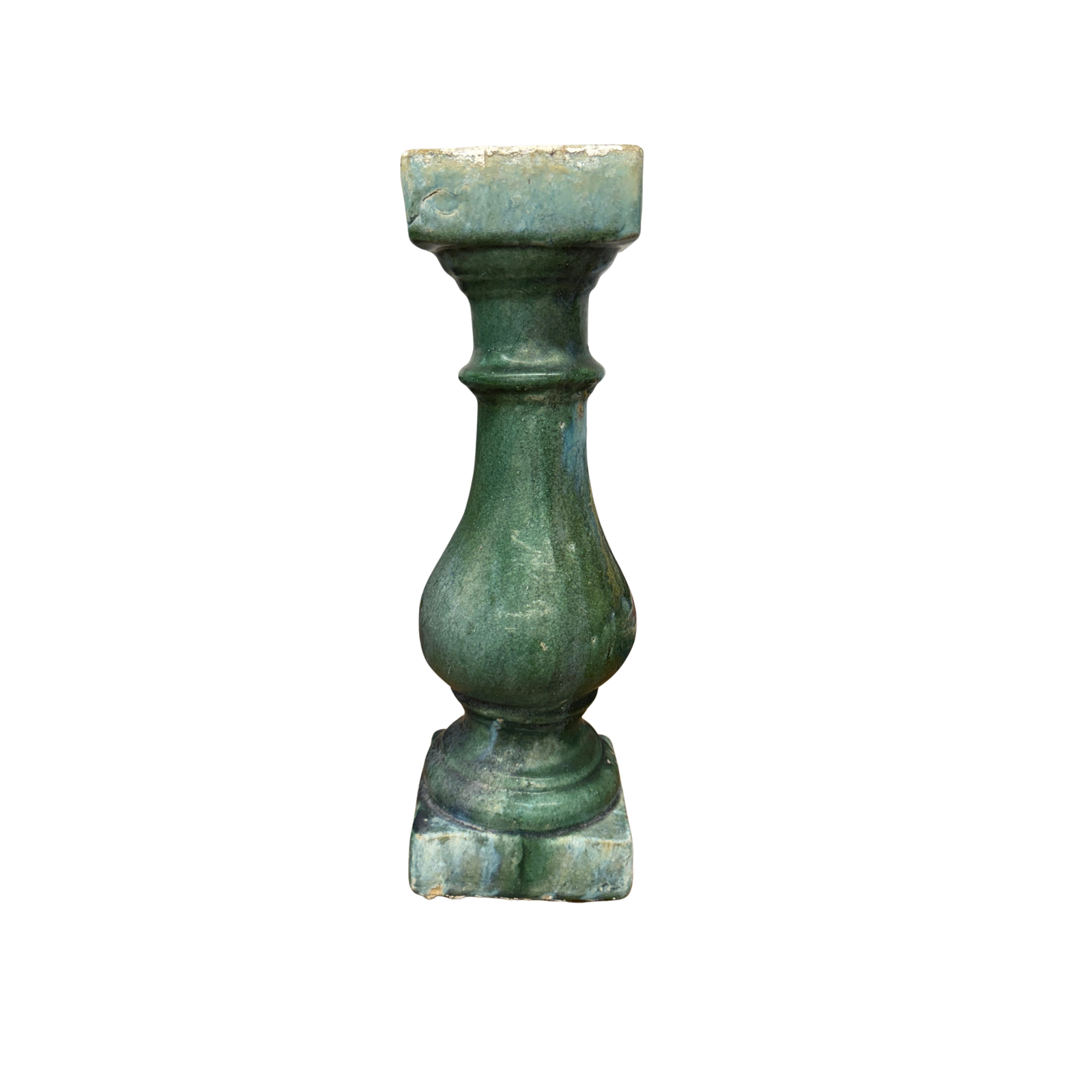 Green Glaze Ceramic Columns with Weathered Texture - FEA Home