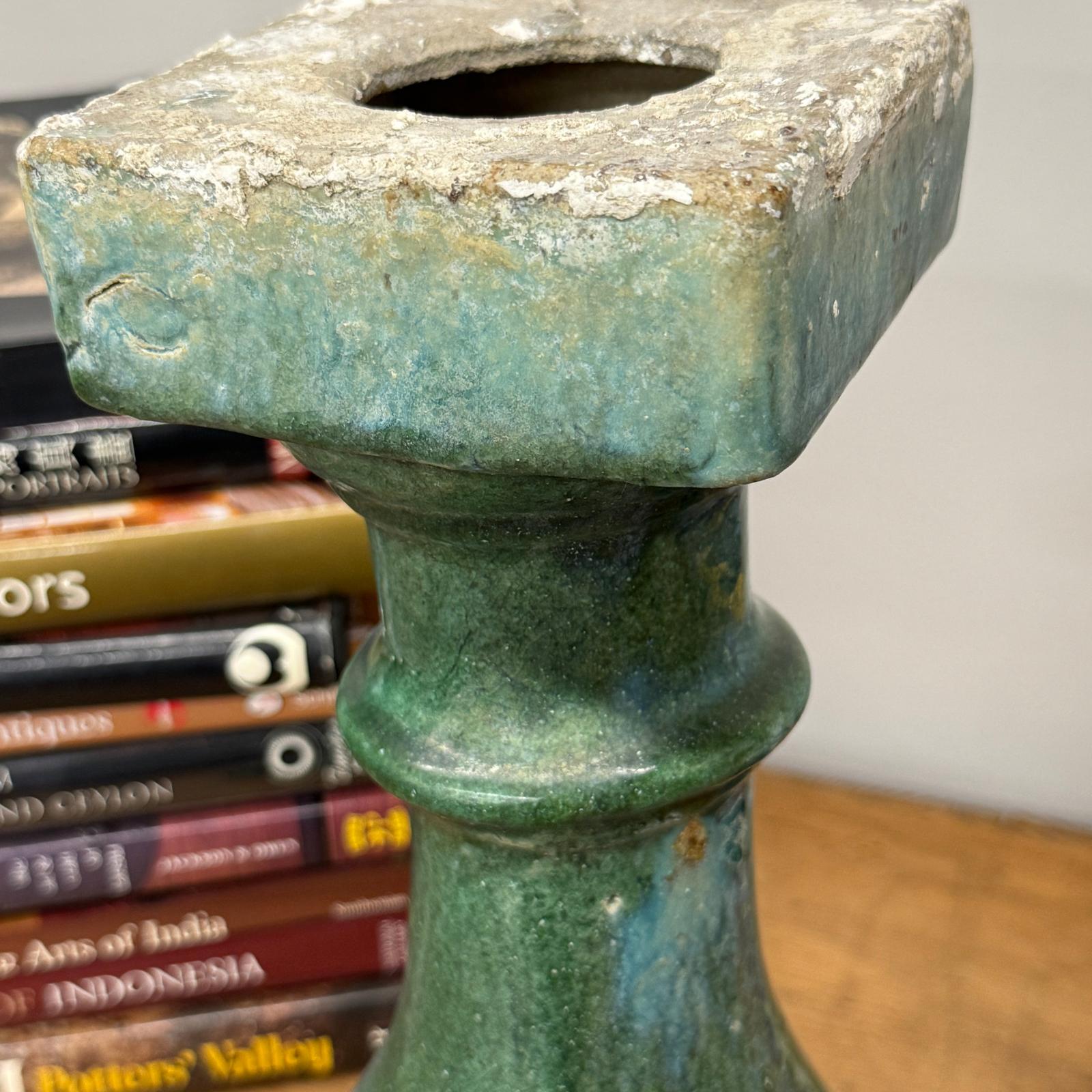 Green Glaze Ceramic Columns with Weathered Texture - FEA Home