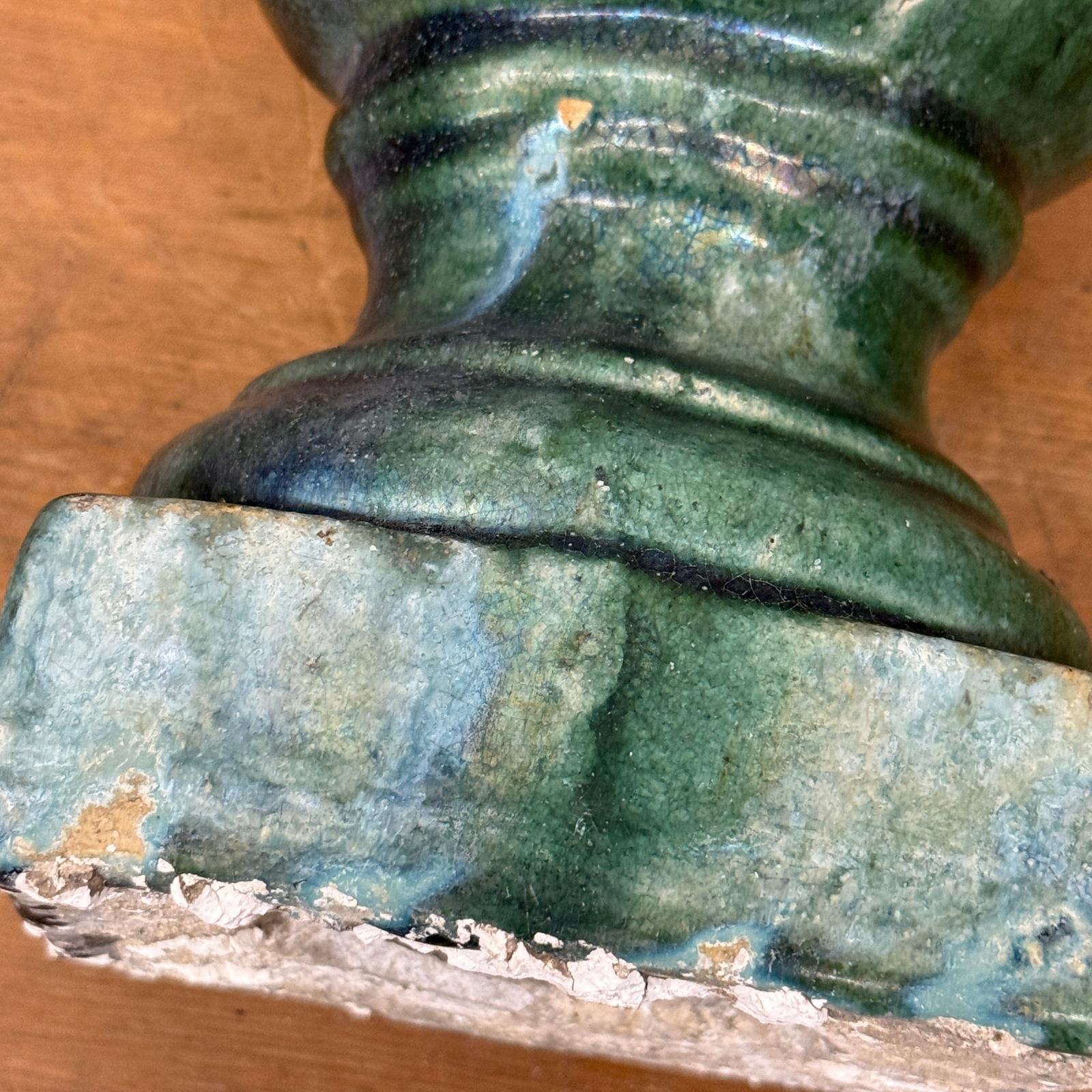 Green Glaze Ceramic Columns with Weathered Texture - FEA Home
