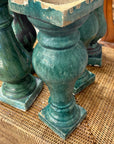 Green Glaze Ceramic Columns with Weathered Texture - FEA Home