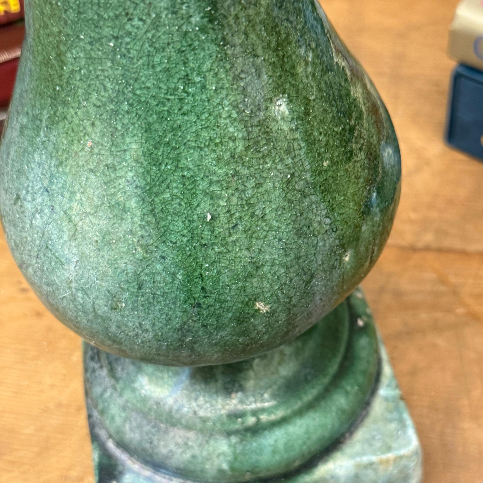 Green Glaze Ceramic Columns with Weathered Texture - FEA Home