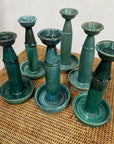 Green Glazed Ceramic Candle Holders in Varying Shades - FEA Home