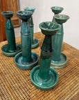 Green Glazed Ceramic Candle Holders in Varying Shades - FEA Home