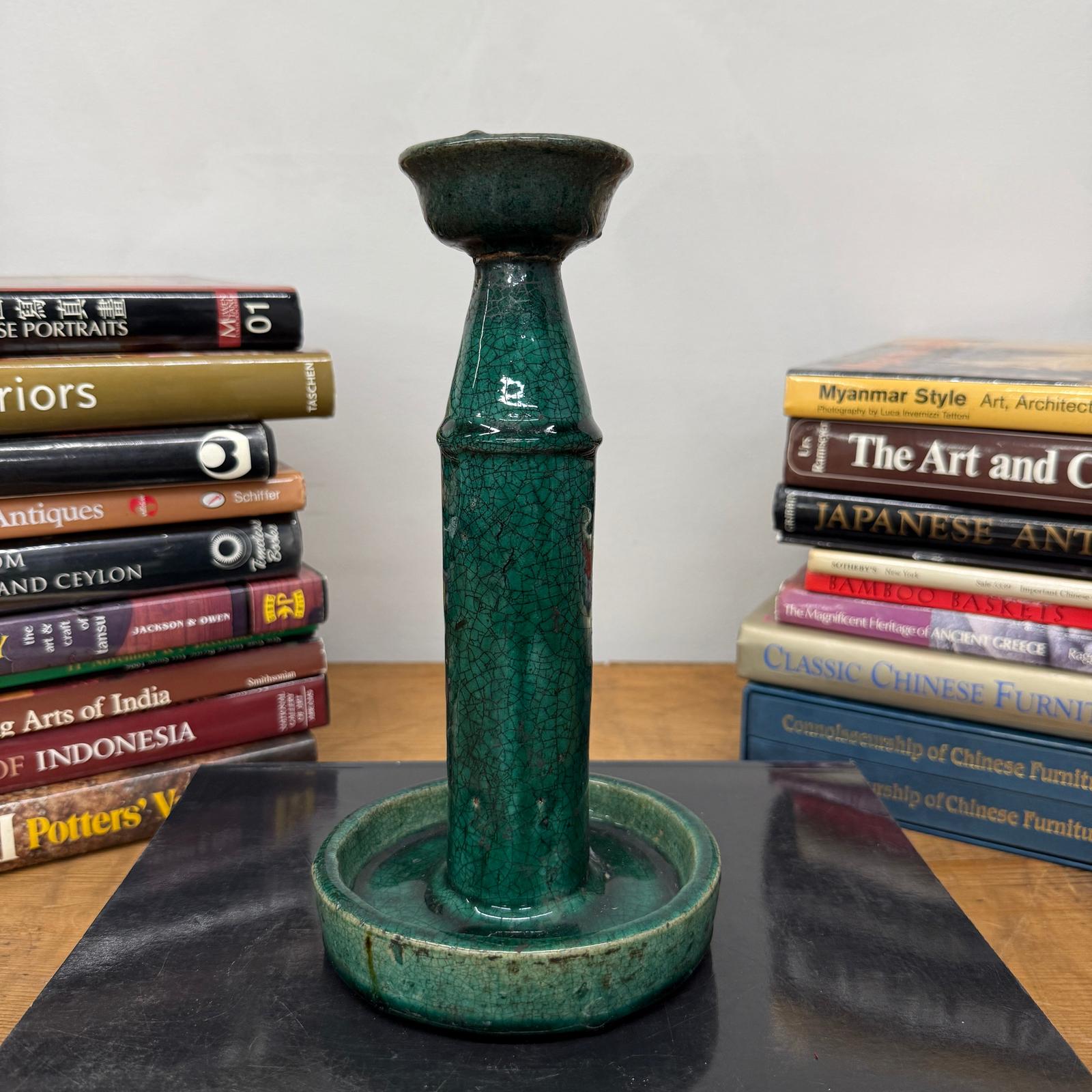 Green Glazed Ceramic Candle Holders in Varying Shades - FEA Home