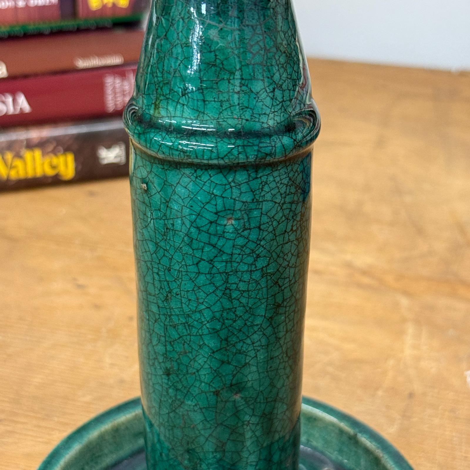 Green Glazed Ceramic Candle Holders in Varying Shades - FEA Home