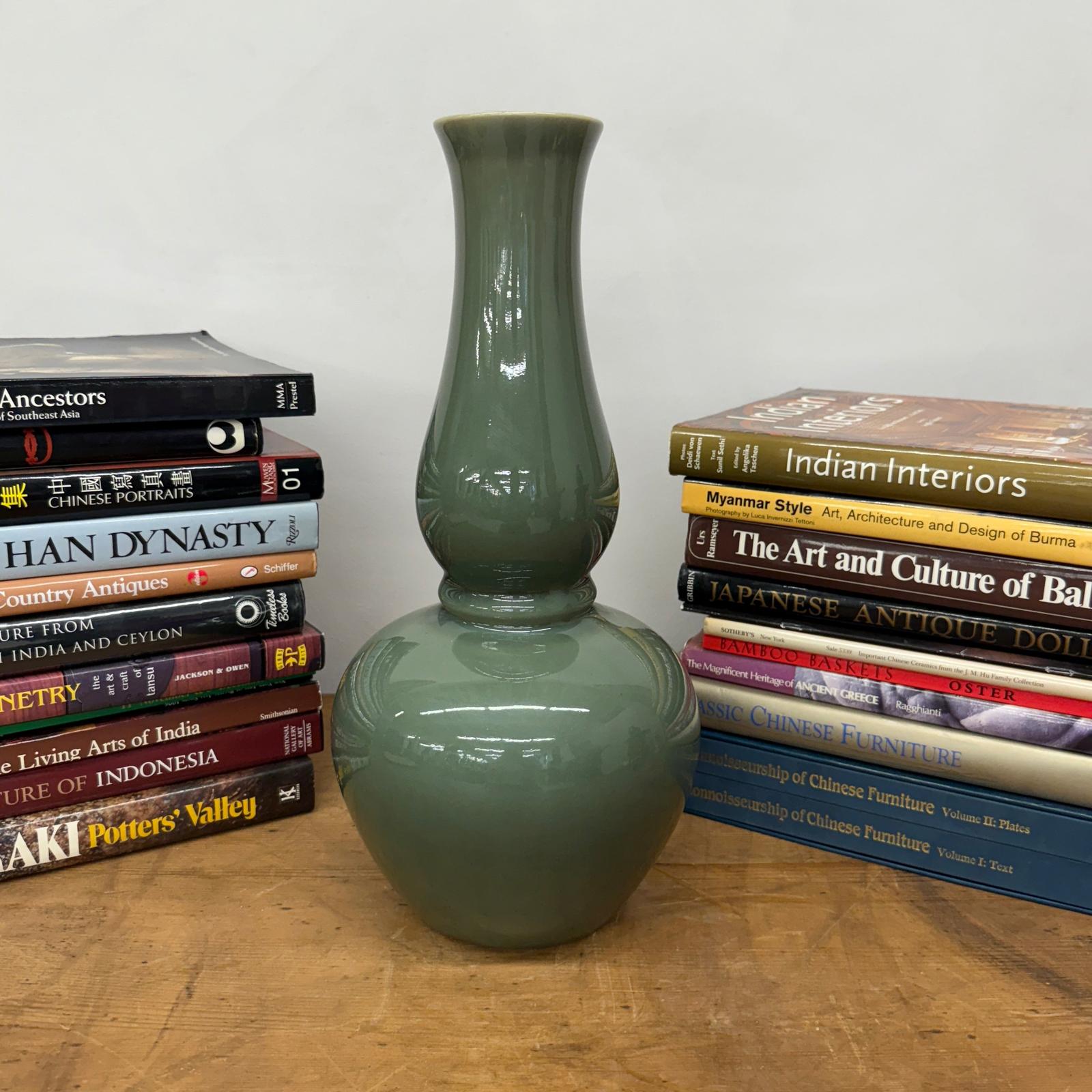 Green Glazed Ceramic Vase with Bold Long-Necked Silhouette, SKU , image 2