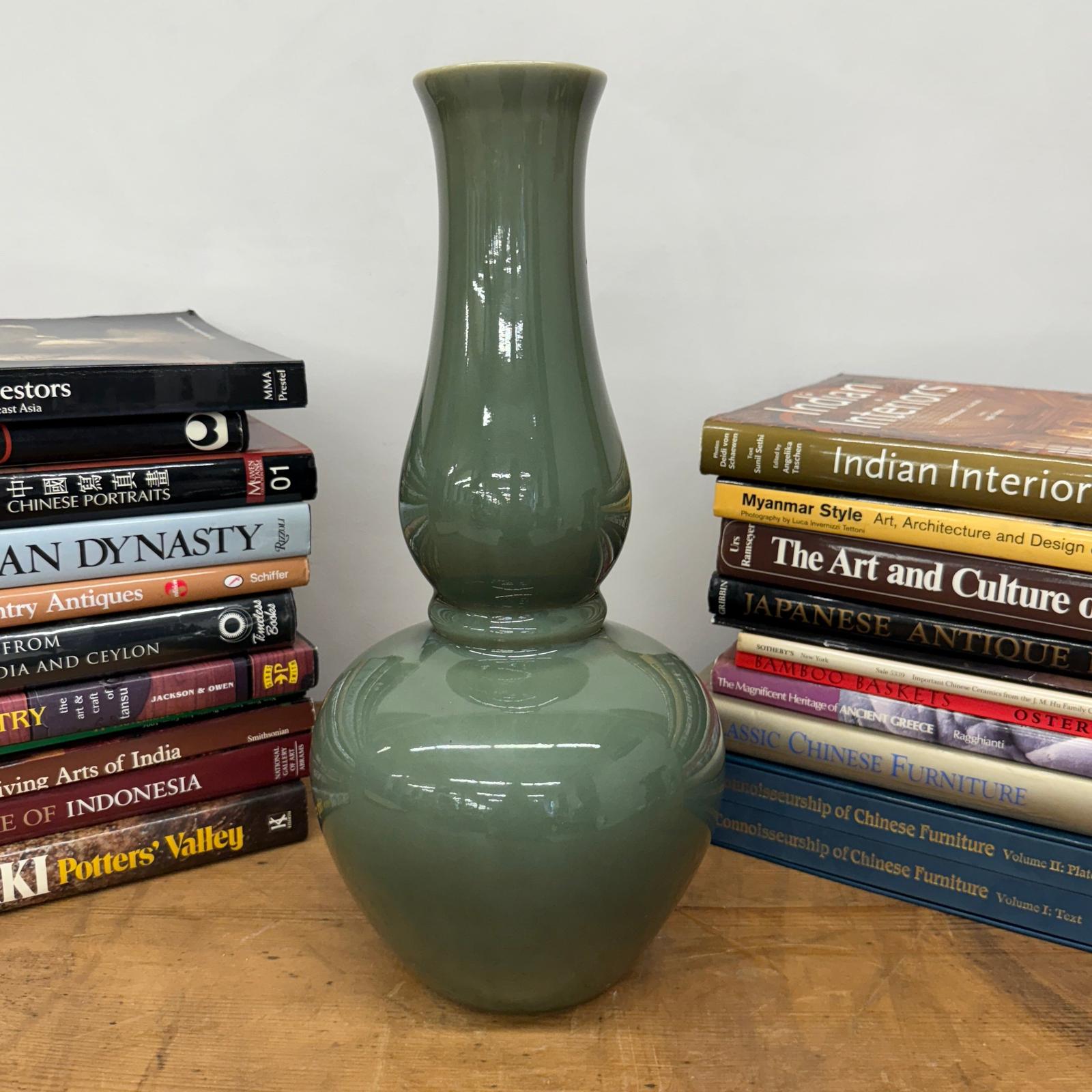 Green Glazed Ceramic Vase with Bold Long-Necked Silhouette, SKU , image 3