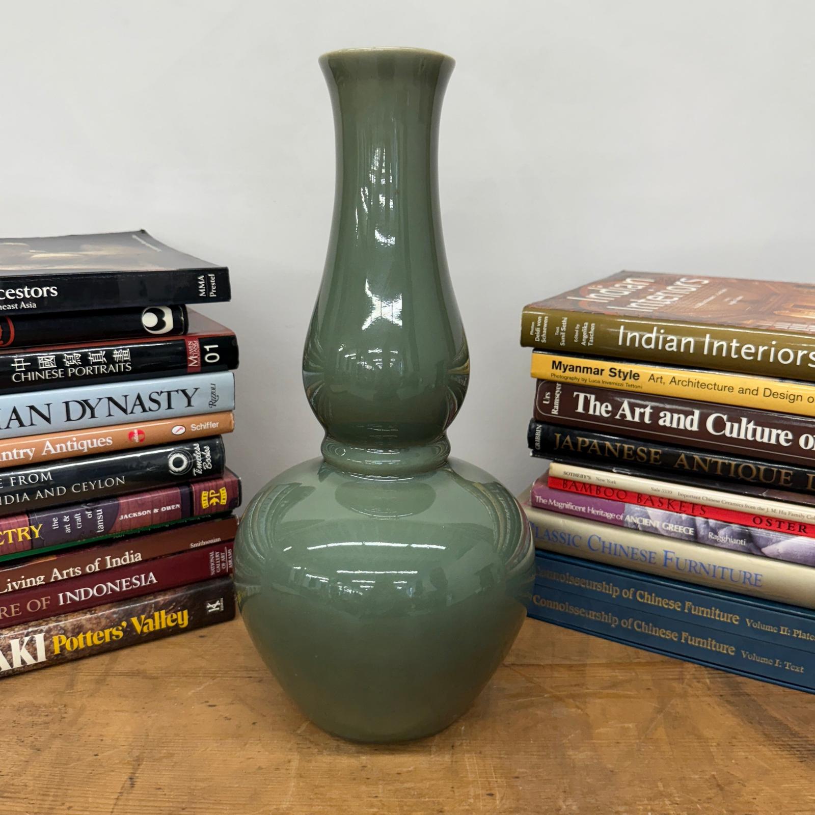 Green Glazed Ceramic Vase with Bold Long-Necked Silhouette, SKU , image 4