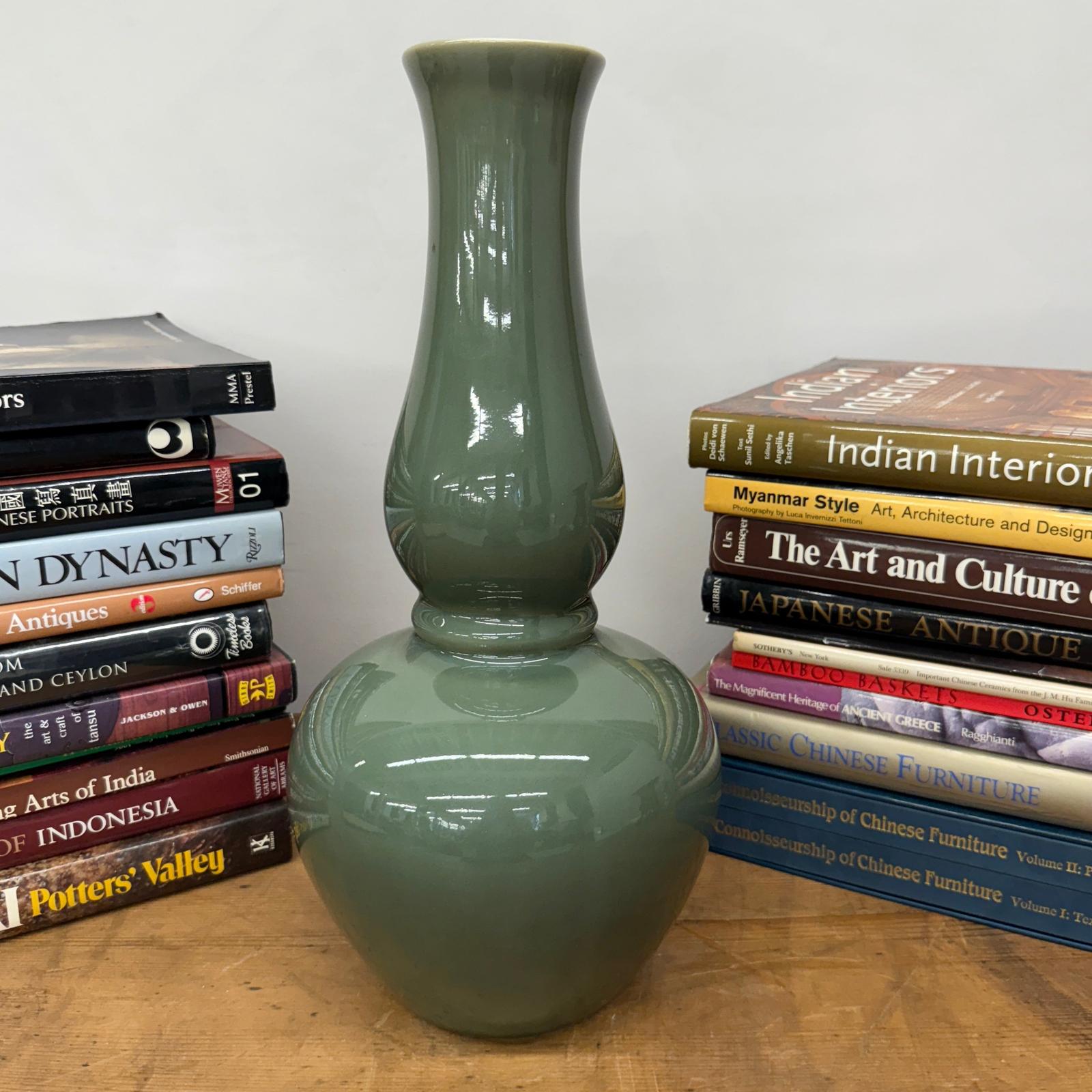 Green Glazed Ceramic Vase with Bold Long-Necked Silhouette, SKU , image 5