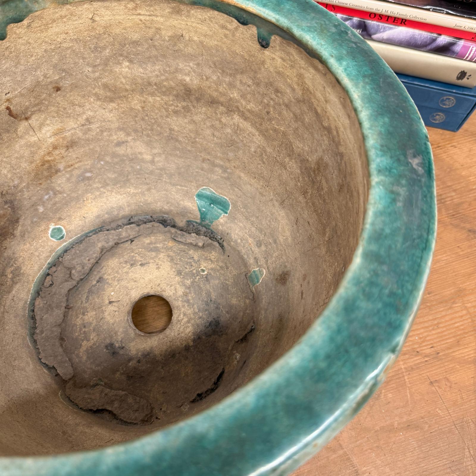 Green Planter with Floral Relief Design - FEA Home