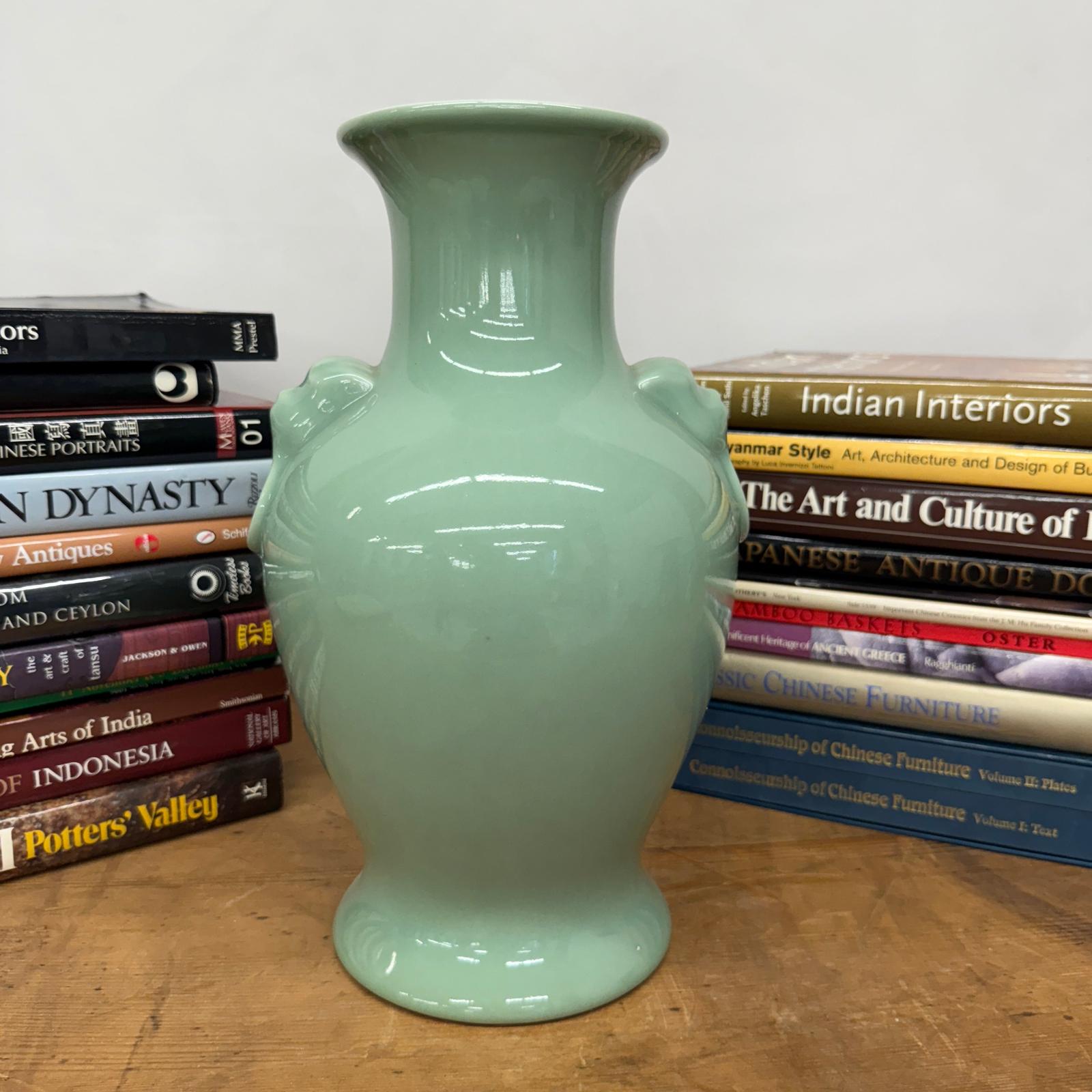 Guardian's Embrace Celadon Green Ceramic Vase Flared Rim, SKU , image 2