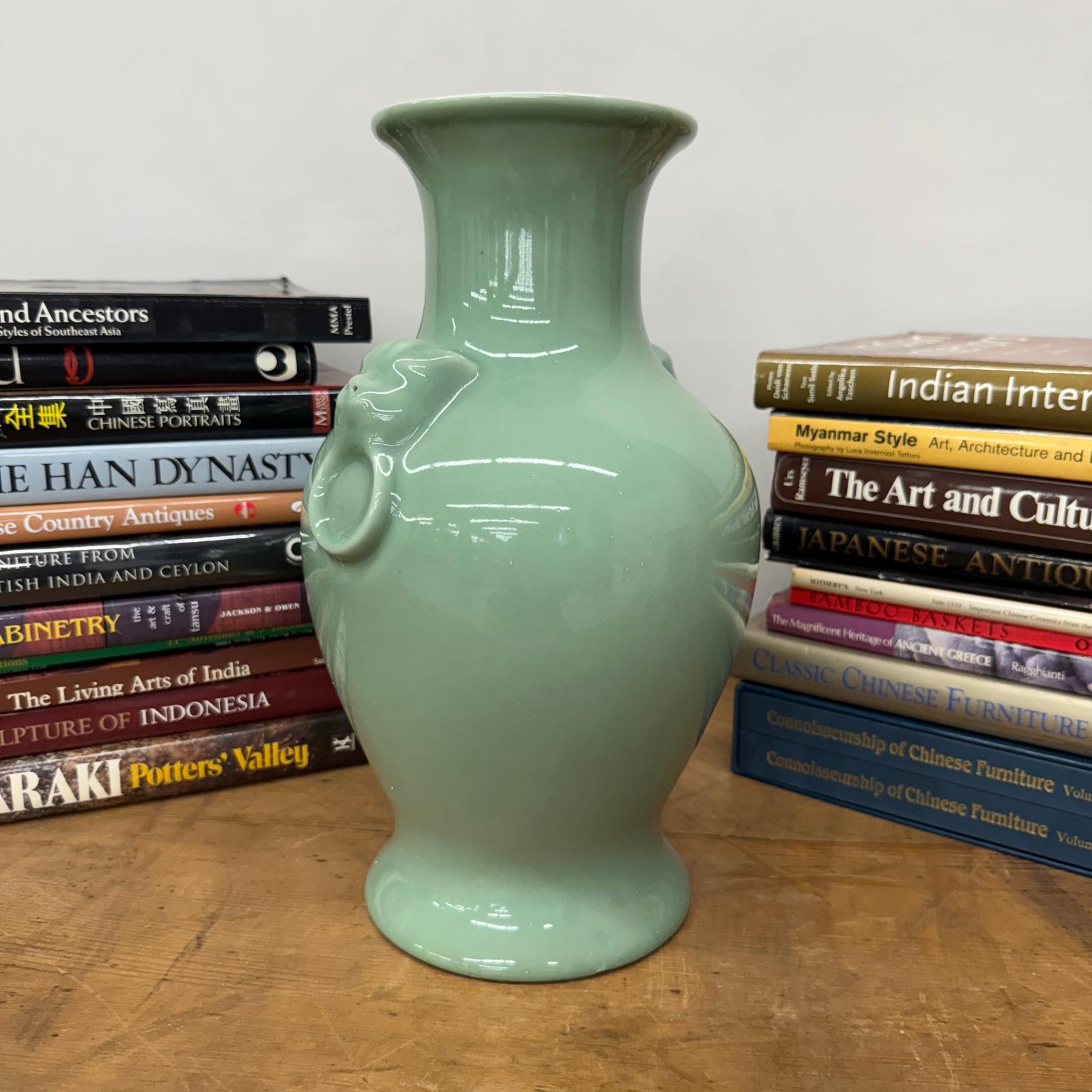 Guardian's Embrace Celadon Green Ceramic Vase Flared Rim, SKU , image 4