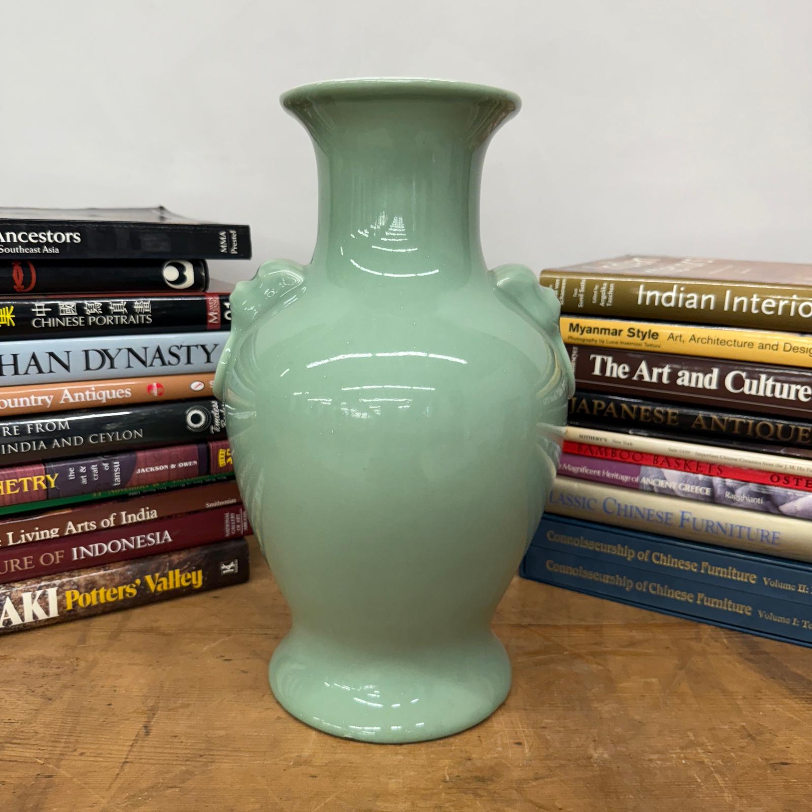 Guardian's Embrace Celadon Green Ceramic Vase Flared Rim, SKU , image 5