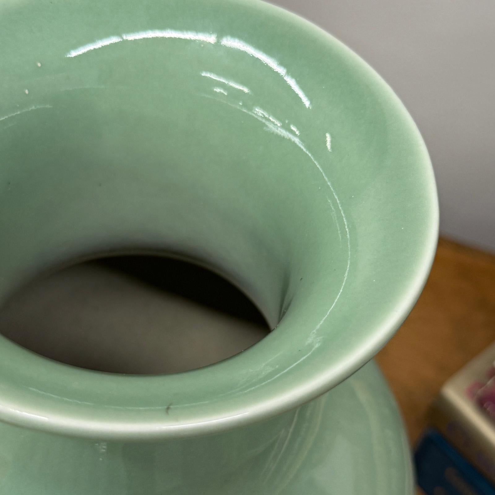 Guardian's Embrace Celadon Green Ceramic Vase Flared Rim, SKU , image 8