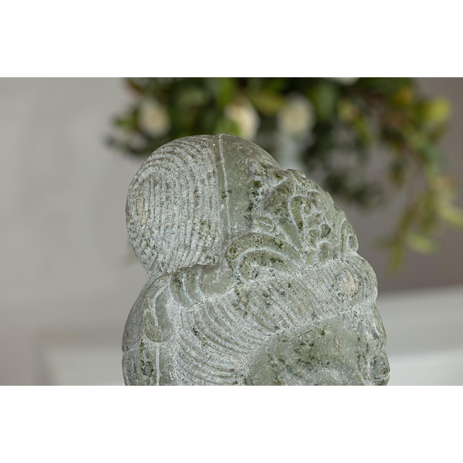 Hand-Carved Vintage Stone Quán Yīn Head Sculpture with Natural Patina-10. Asian &amp; Chinese Furniture, Art, Antiques, Vintage Home Décor for sale at FEA Home